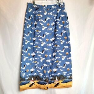 Sun River Clothing Co Beach Theme Blue Straight Long Wrap Skirt Size M